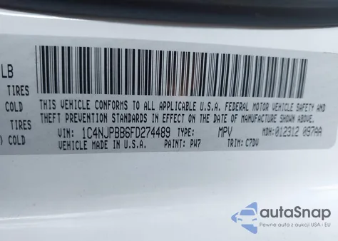 2015 Jeep Patriot Sport from USA, damaged, VIN 1C4NJPBB6FD274489